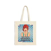 Canvas Tote Bag - Retro Pop Art Design: "I need to teach my facial expressions to use their inside voice"