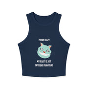 Racer Tank — "I’m Not Crazy, My Reality Is Just Different From Yours" Wonderland Graphic Crop Top