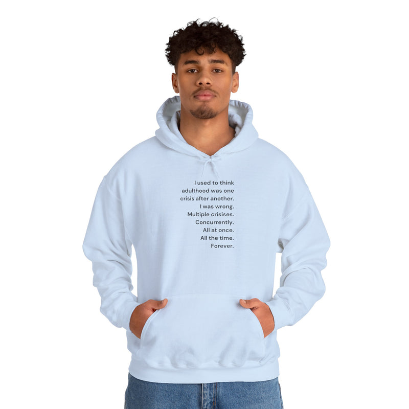 Graphic Text Hoodie — 'Adulthood' Hooded Sweatshirt