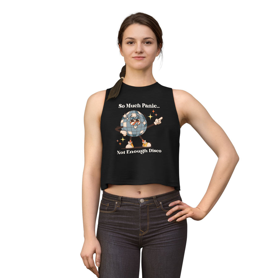 Disco Ball Women's Crop Top — "So Much Panic... Not Enough Disco" Graphic Tank