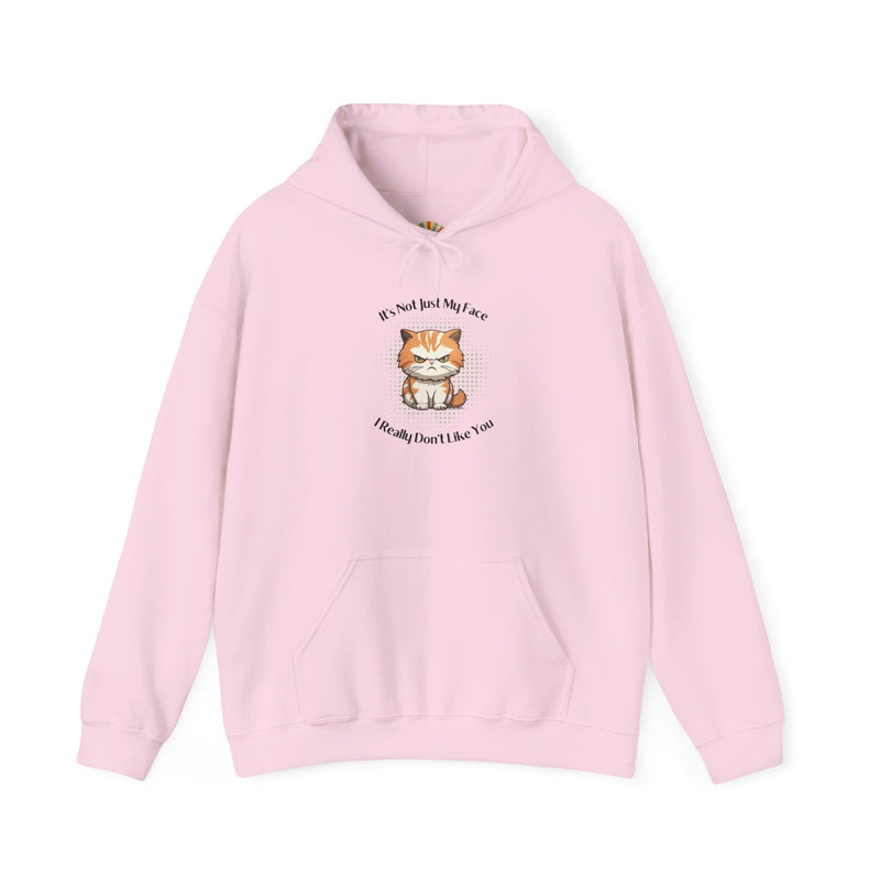 Sassy Cat Hoodie — "It's Not Just My Face, I Really Don't Like You"Graphic Hooded Sweatshirt