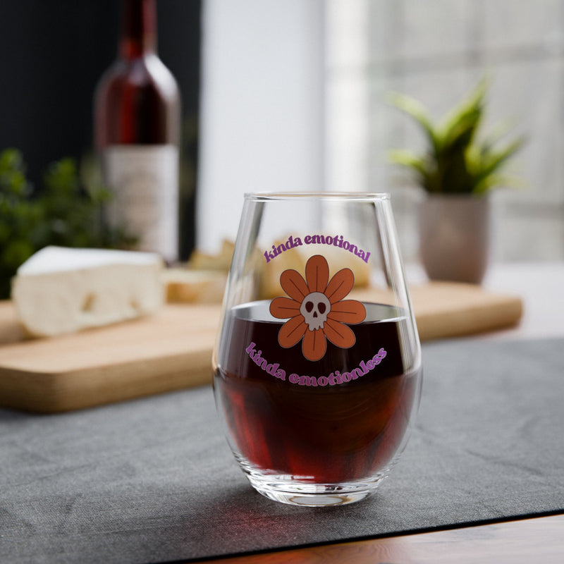 Floral Skull Stemless Wine Glass – Kinda Emotional, Kinda Emotionless
