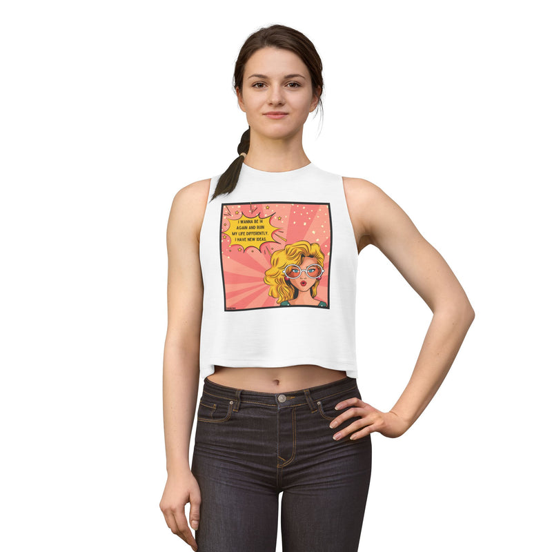 Crop Top — Retro Pop Art Graphic Tee "I Wanna Be 14 Again and Ruin My Life Differently" Tank