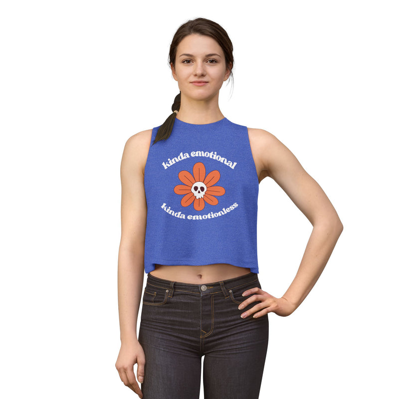 Daisy Skull Crop Top — "kinda emotional kinda emotionless" Graphic Tank