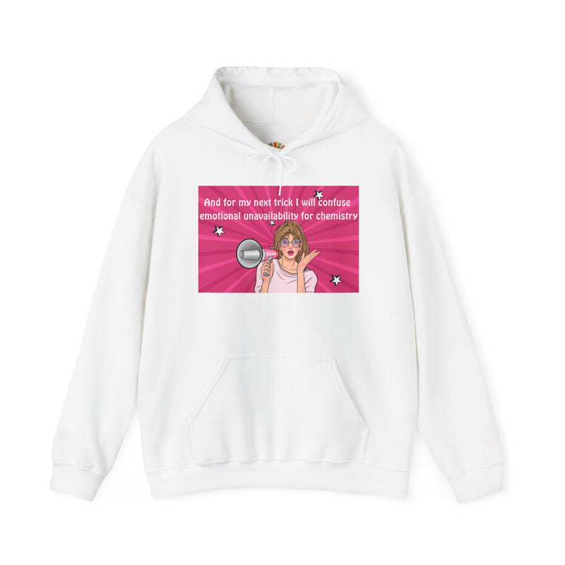 Graphic Hoodie — Retro Pop Art "Emotional Unavailability" Hooded Sweatshirt