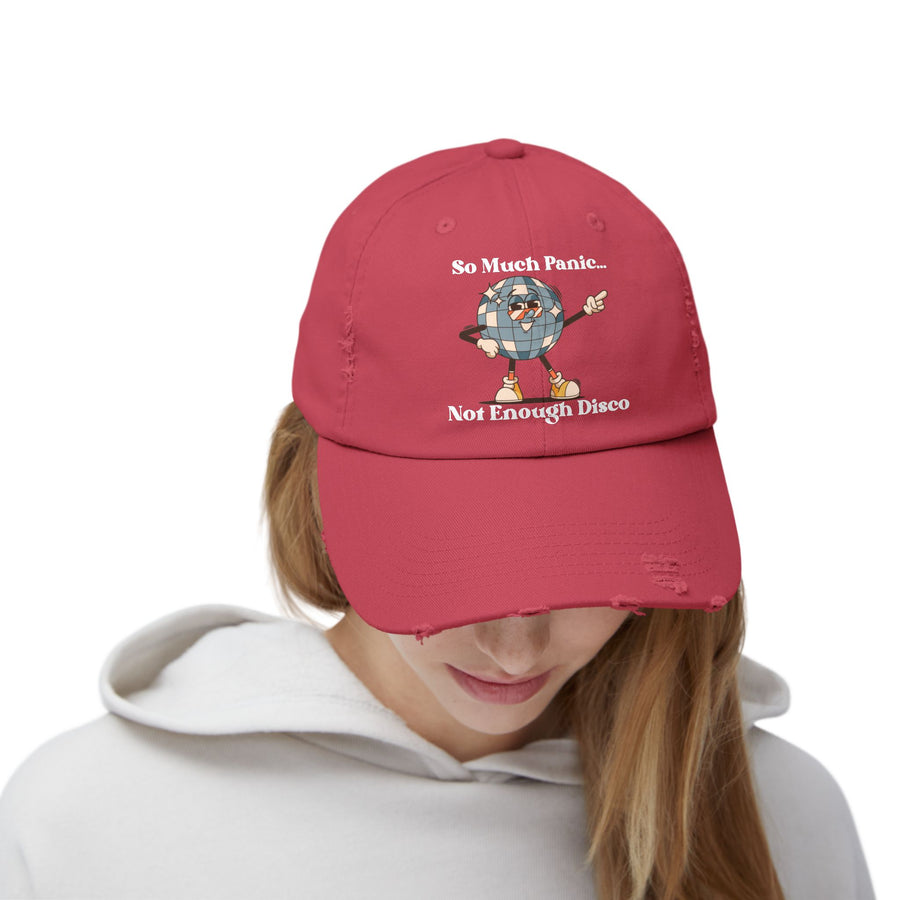 Distressed Cap — "So Much Panic... Not Enough Disco" Retro Disco Baseball Hat