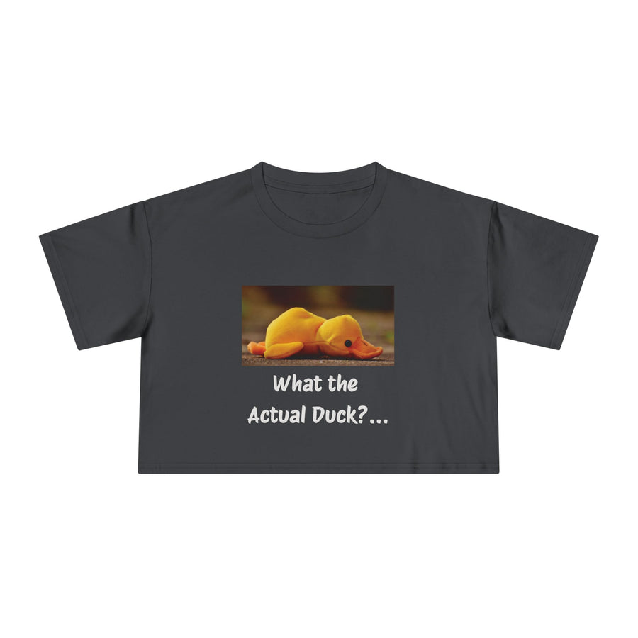 Exhausted Duckling Crop Tee — "What the Actual Duck?" Graphic T-shirt Top