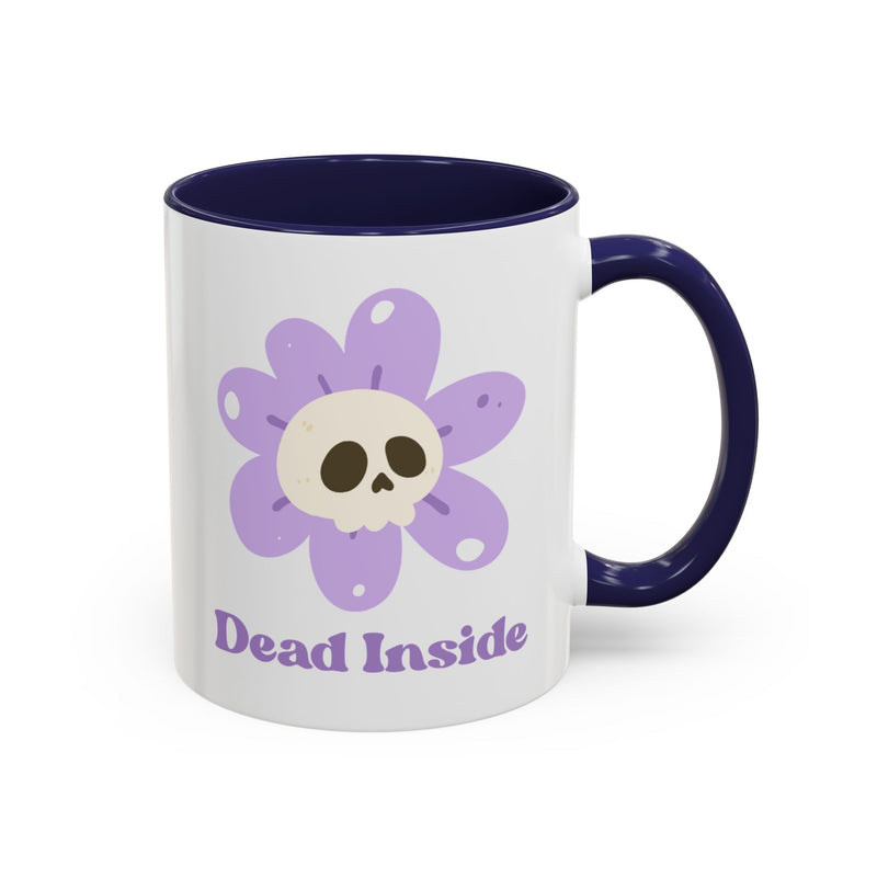 Coffee or Tea Mug — "Dead Inside" Floral Skull Accent Mug