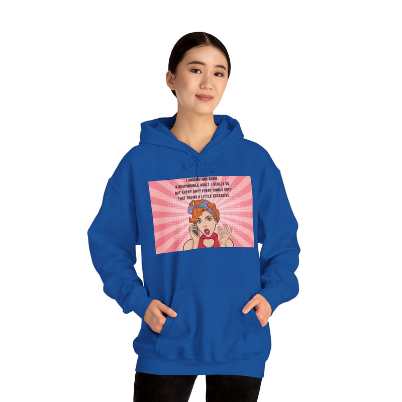 Retro Pop Art Hooded Sweatshirt — "Responsible Adult..." Graphic Hoodie