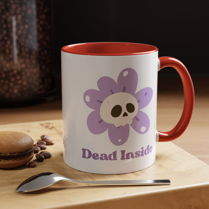 Coffee or Tea Mug — "Dead Inside" Floral Skull Accent Mug