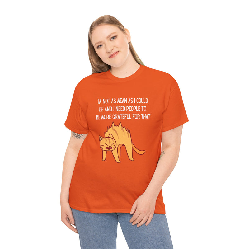 Sassy Cat Attitude T-Shirt — "I’m Not As Mean As I Could Be" Graphic Tee