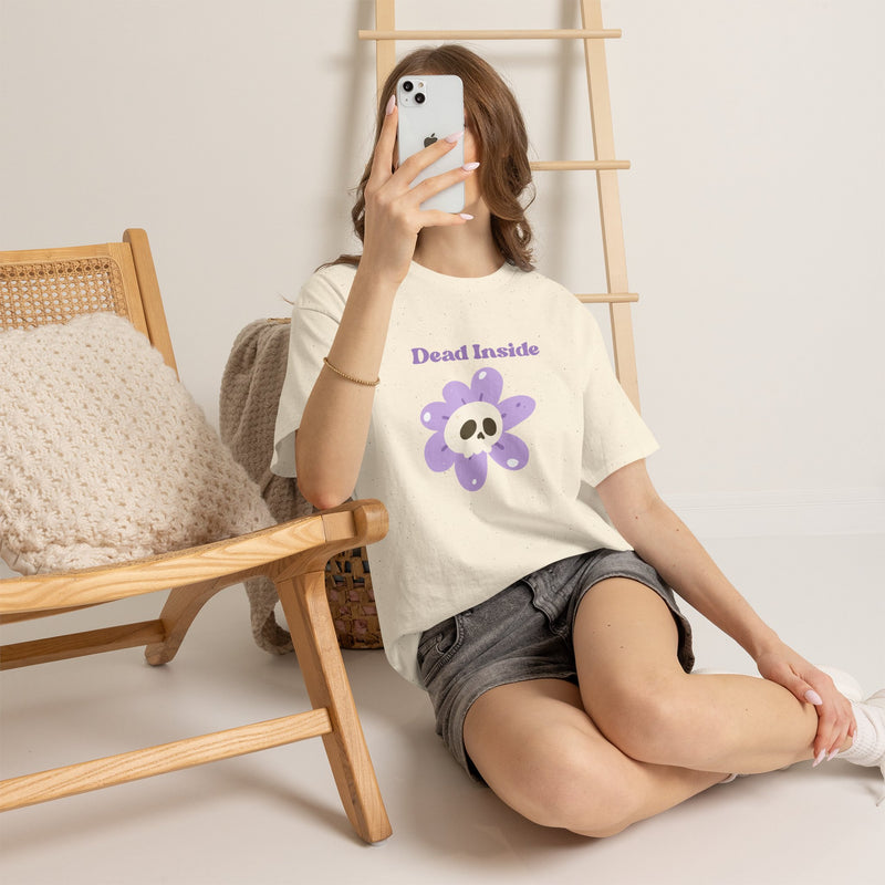 Graphic Tee — "Dead Inside" Skull Flower Mental Health Awareness T-Shirt