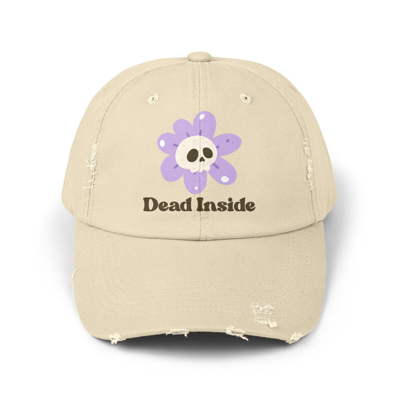 "Dead Inside" Skull Flower Distressed Cap — Baseball Hat