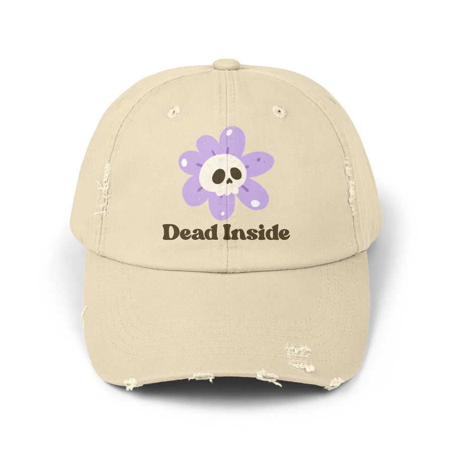 Dead Inside Skull Flower Distressed Cap — Baseball Hat