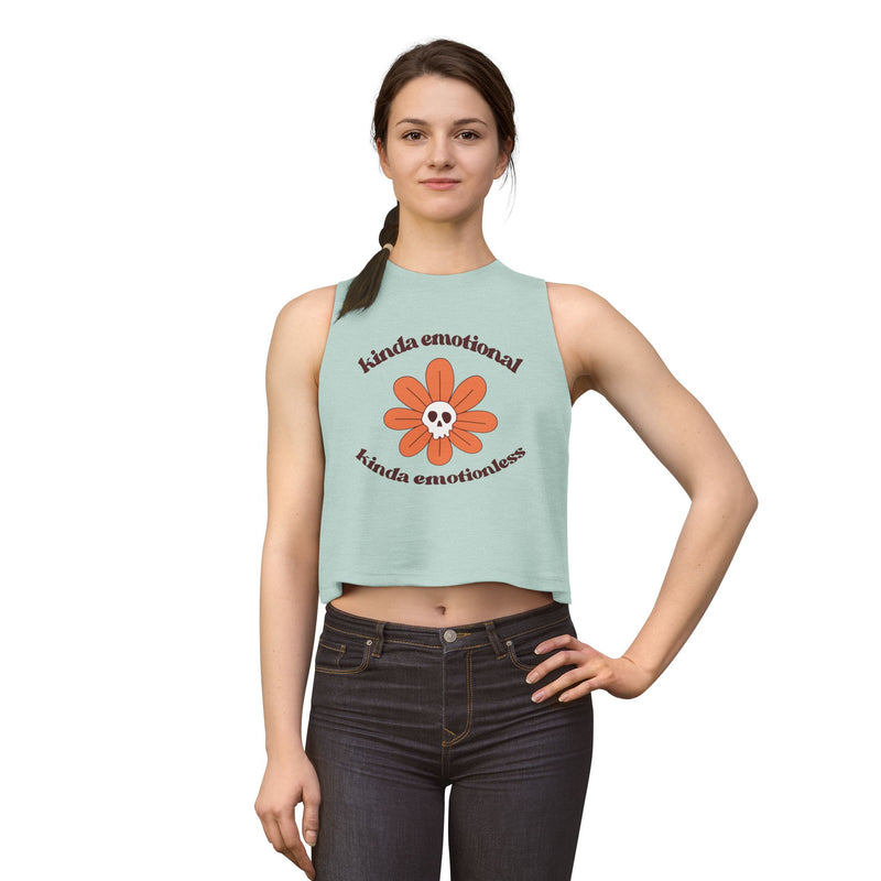 Daisy Skull Crop Top — "kinda emotional kinda emotionless" Graphic Tank