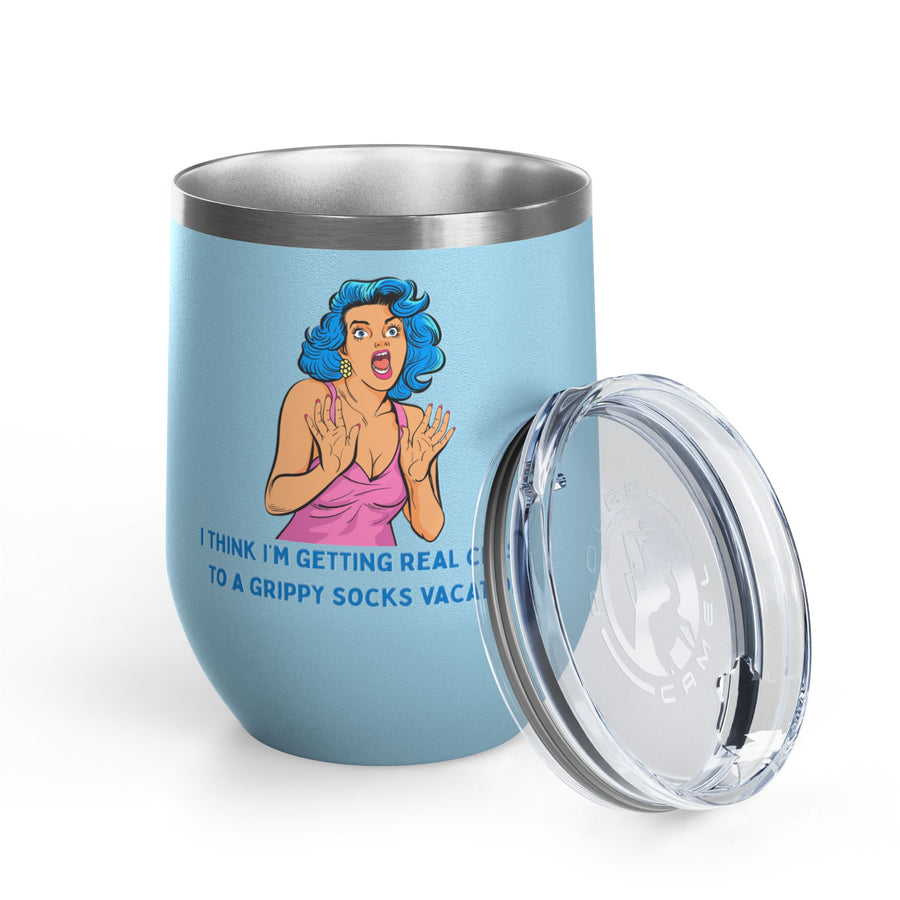 Grippy Sock Vacation Pop Art Wine Tumbler - Stainless Steel 12oz