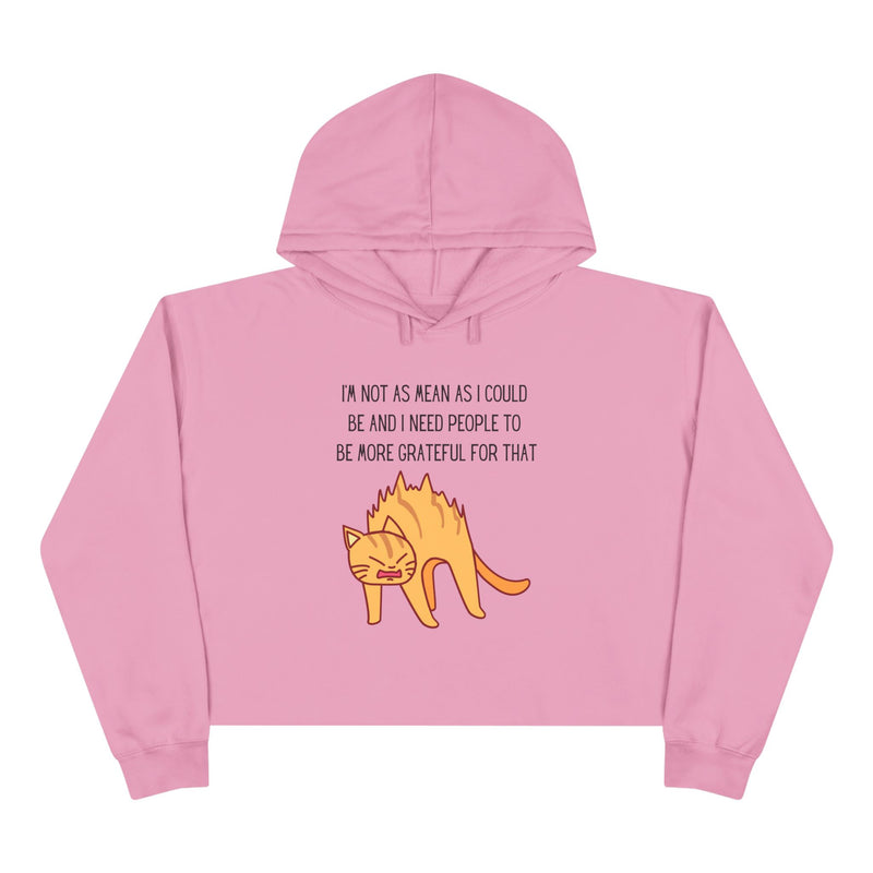 Cropped Hoodie – Sassy Cat “I’m Not As Mean As I Could Be” Graphic Hooded Sweatshirt