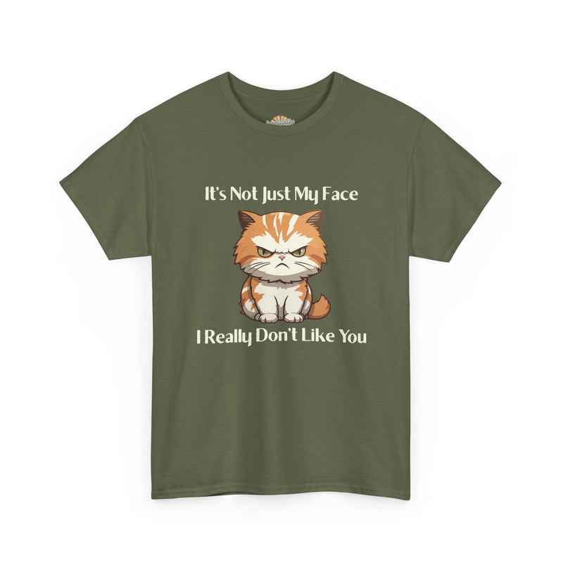 Sassy Cat Tee – "It's Not Just My Face, I Really Don't Like You" Funny Graphic T-Shirt