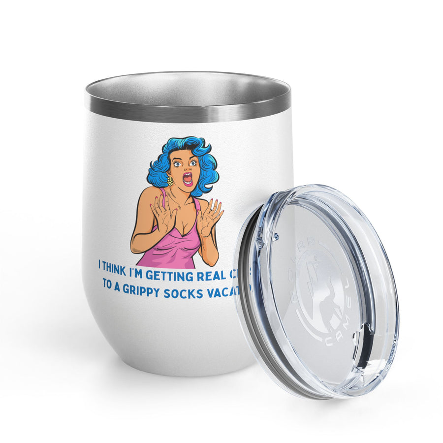 Grippy Sock Vacation Pop Art Wine Tumbler - Stainless Steel 12oz