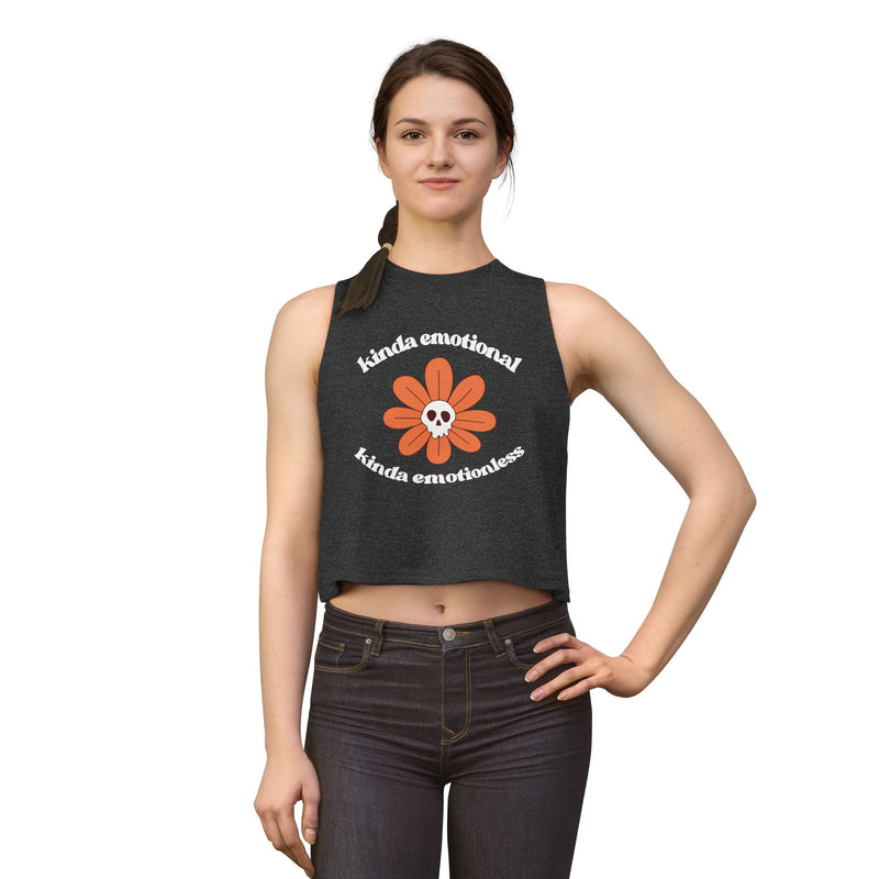 Daisy Skull Crop Top — "kinda emotional kinda emotionless" Graphic Tank