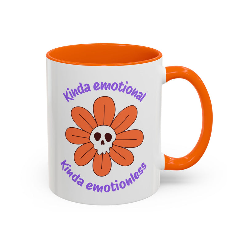 Coffee or Tea Mug — "Kinda Emotional, Kinda Emotionless" Floral Skull Accent Mug