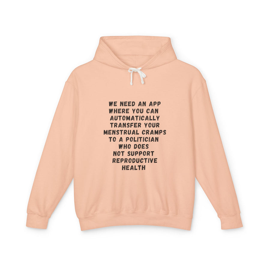 Transfer Menstrual Cramps - Unisex Lightweight Hooded Sweatshirt