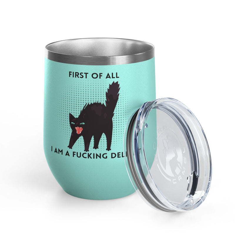 Fucking Delight Sassy Cat Wine Tumbler - Insulated Stainless Steel Wine Glass