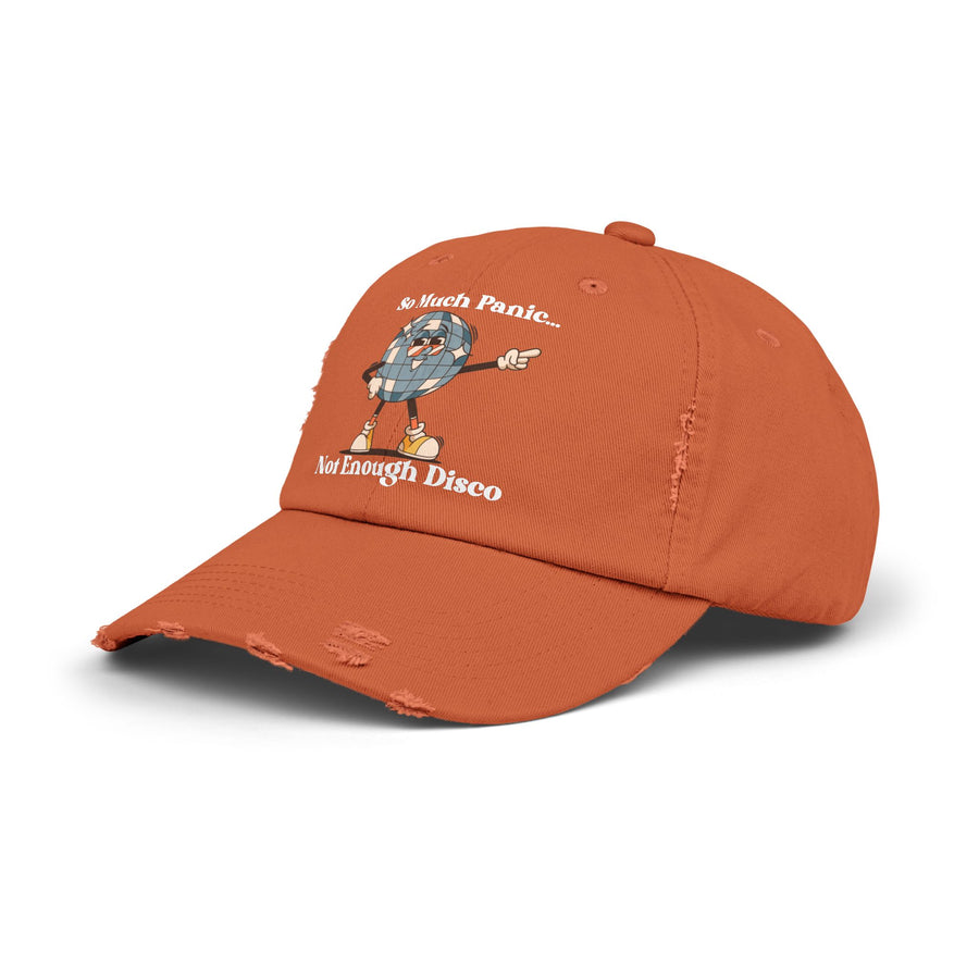 Distressed Cap — "So Much Panic... Not Enough Disco" Retro Disco Baseball Hat