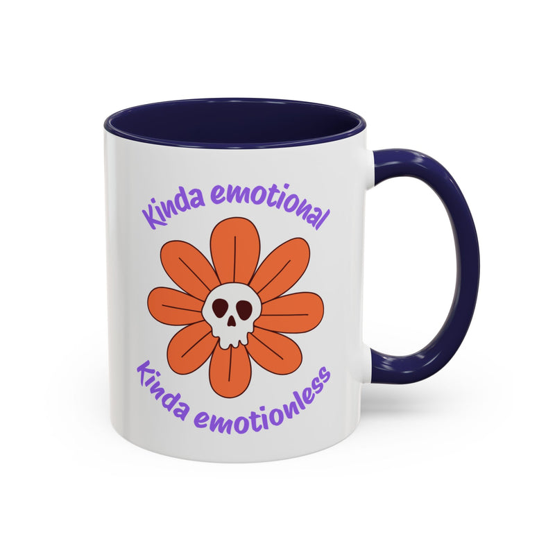 Coffee or Tea Mug — "Kinda Emotional, Kinda Emotionless" Floral Skull Accent Mug