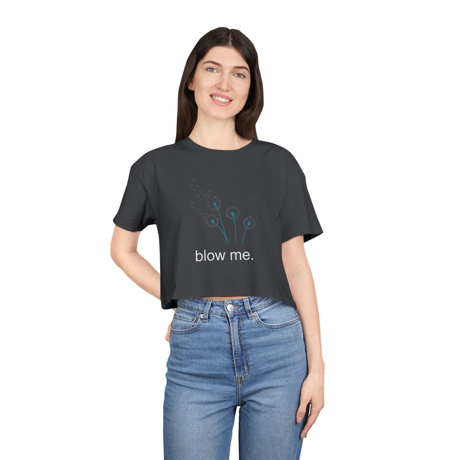 Crop Tee — Dandelion 'blow me.' Graphic T-Shirt Top