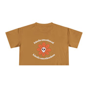 Crop Tee — 'Kinda Emotional, Kinda Emotionless' Retro Flower Skull Graphic T-shirt Top