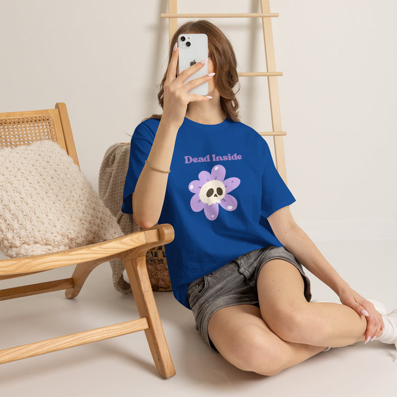 Graphic Tee — "Dead Inside" Skull Flower Mental Health Awareness T-Shirt