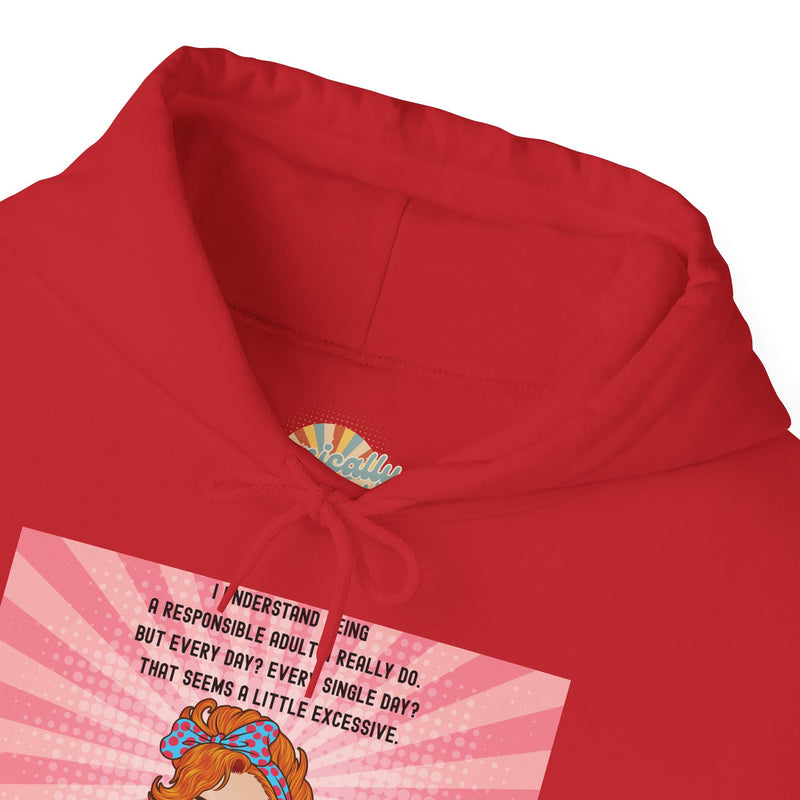 Retro Pop Art Hooded Sweatshirt — "Responsible Adult..." Graphic Hoodie