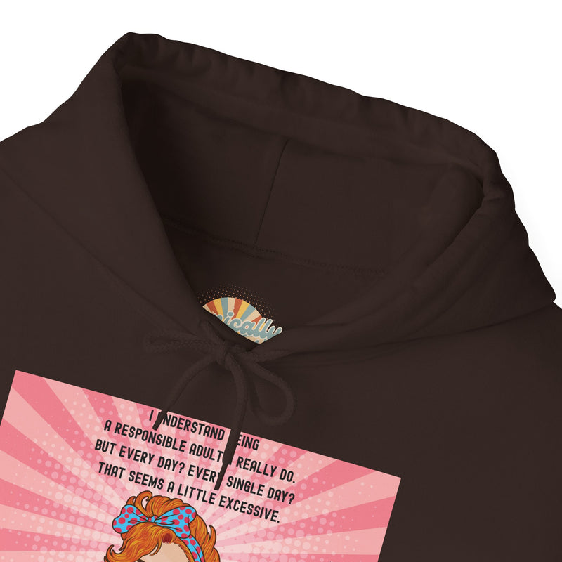 Retro Pop Art Hooded Sweatshirt — "Responsible Adult..." Graphic Hoodie