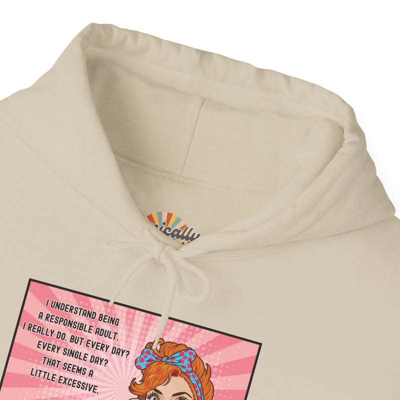 Retro Pop Art Hooded Sweatshirt — "Responsible Adult..." Graphic Hoodie