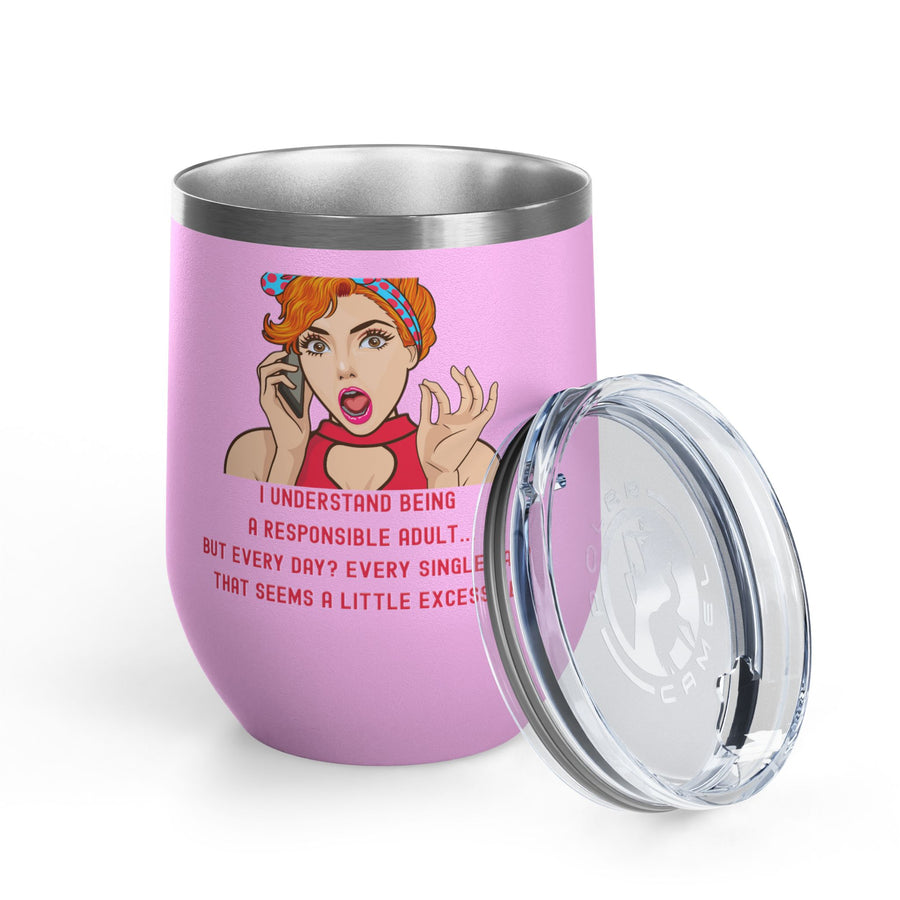 Responsible Adult Pop Art Wine Tumbler - Stainless Steel 12oz