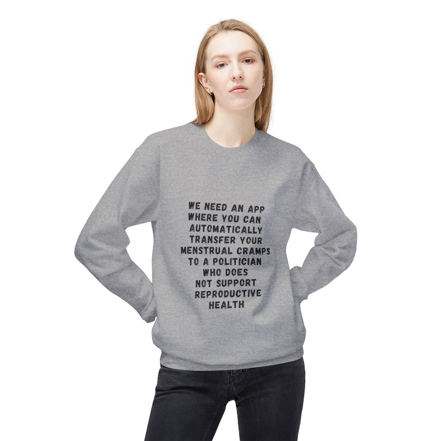 Transfer Menstrual Cramps - Unisex Midweight Softstyle Fleece Crewneck Sweatshirt