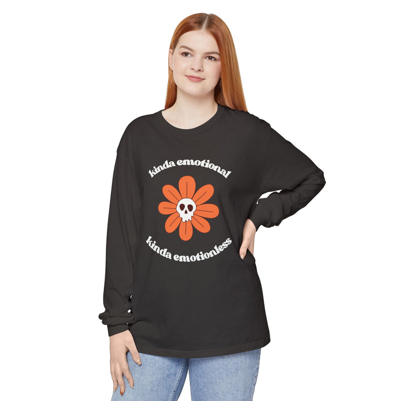 Daisy Skull T-Shirt "Kinda Emotional Kinda Emotionless" Long Sleeve Tee