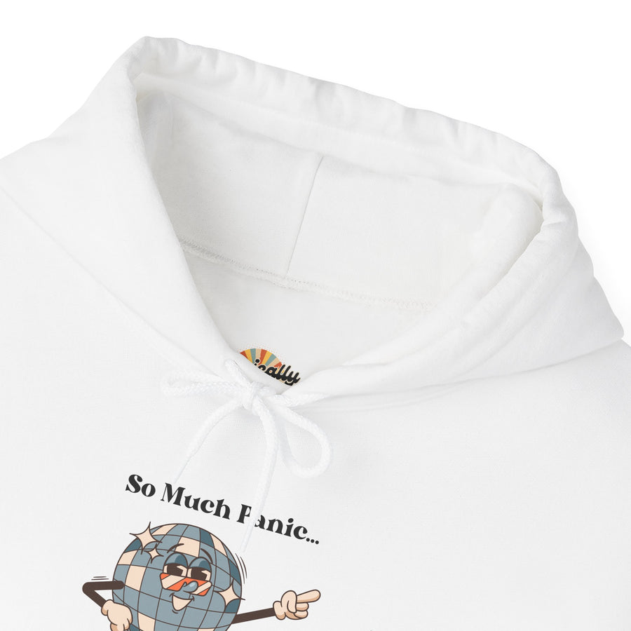 Retro Hoodie "Too Much Panic, Not Enough Disco" Hooded Sweatshirt