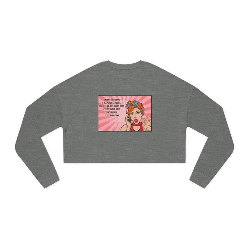 Cropped Sweatshirt — Retro Pop Art 'Responsible Adult' Women's Crop Top