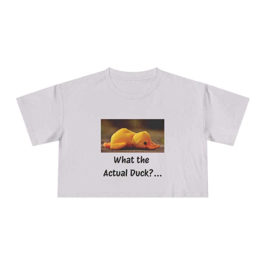 Exhausted Duckling Crop Tee — "What the Actual Duck?" Graphic T-shirt Top