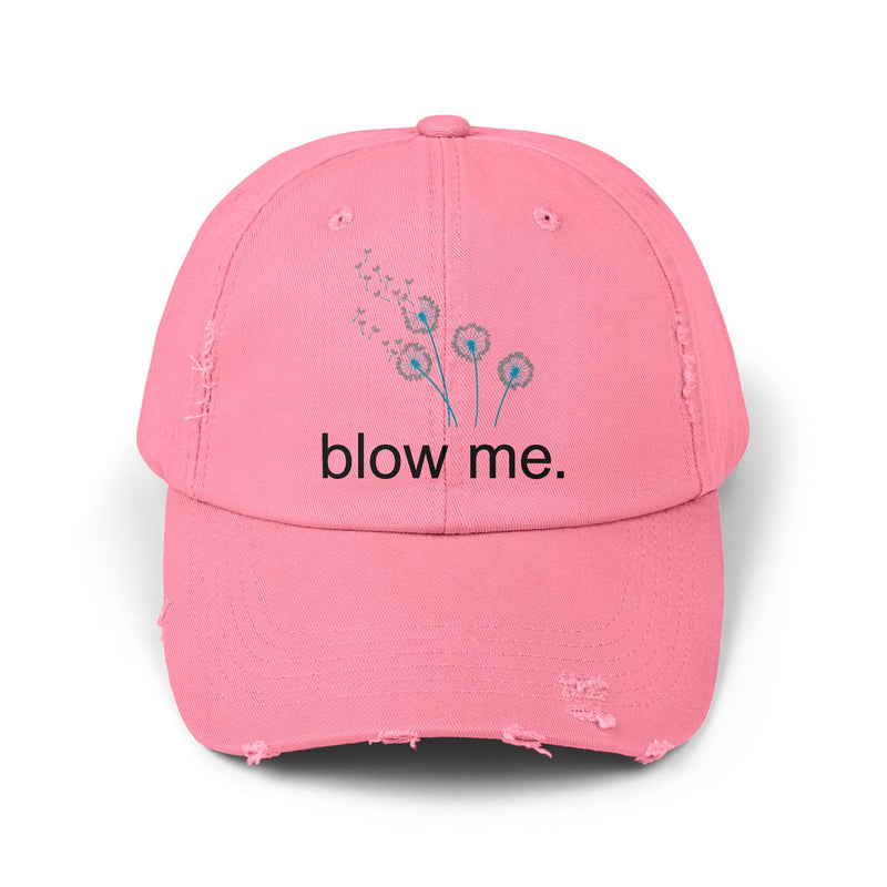 "Blow Me" Dandelion Cap — Distressed Baseball Hat