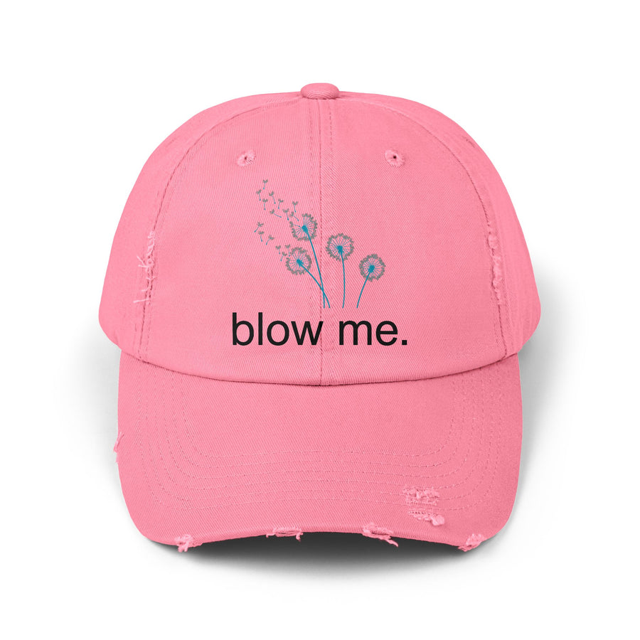 "Blow Me" Dandelion Cap — Distressed Baseball Hat