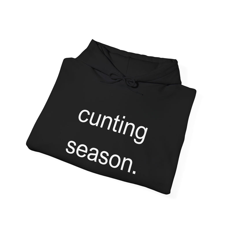 Bold Empowering Statement "cunting season." Hoodie — Minimalist Slogan Hooded Sweatshirt