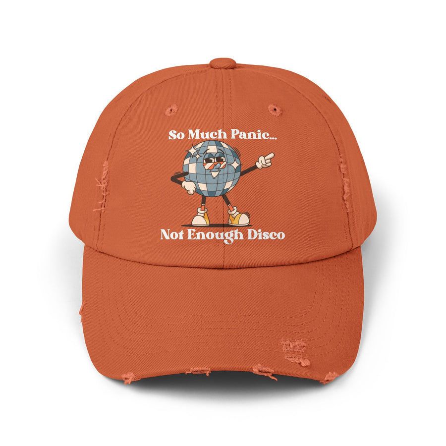 Distressed Cap — "So Much Panic... Not Enough Disco" Retro Disco Baseball Hat