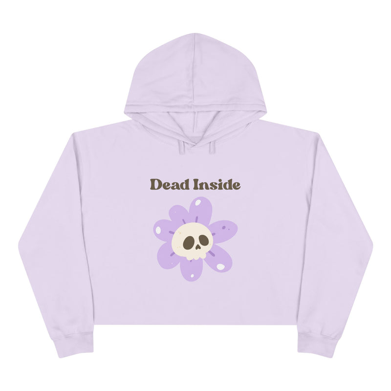 Crop Hoodie: "Dead Inside" Purple Flower Skull Graphic Crop Hooded Sweatshirt