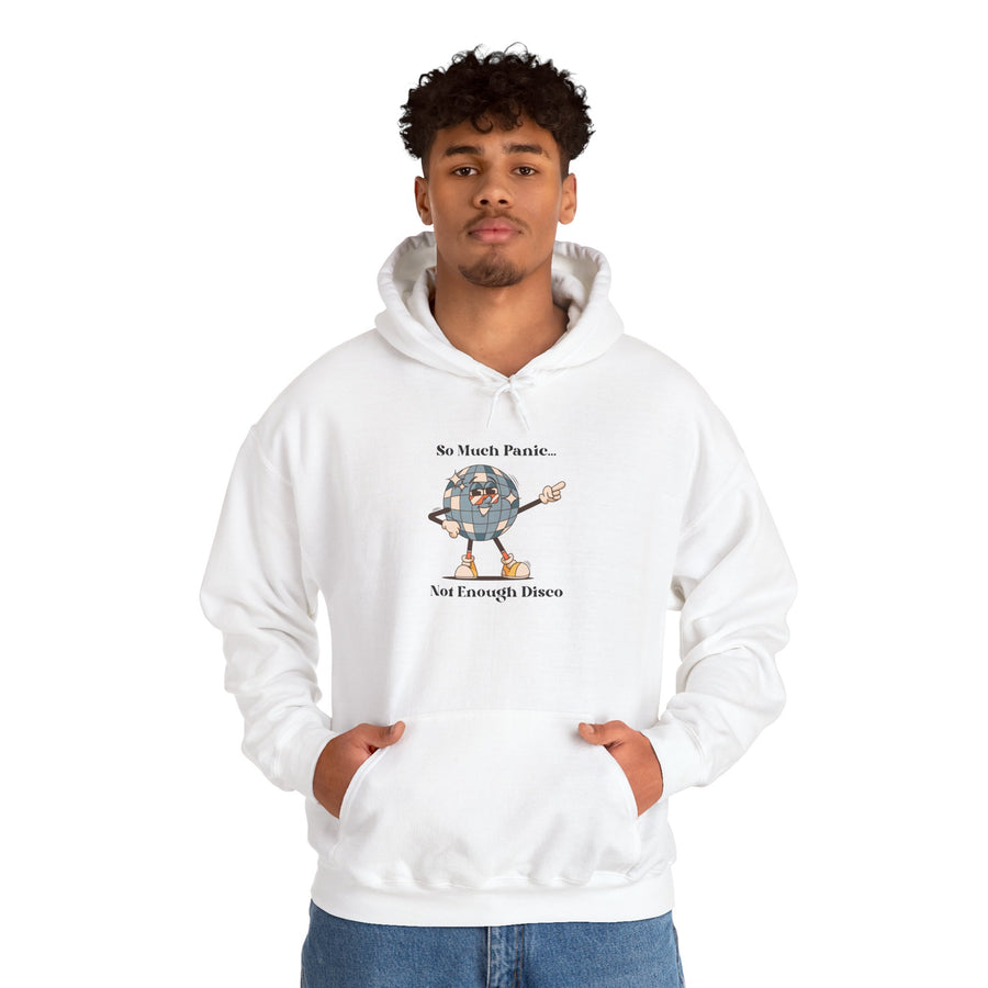Retro Hoodie "Too Much Panic, Not Enough Disco" Hooded Sweatshirt