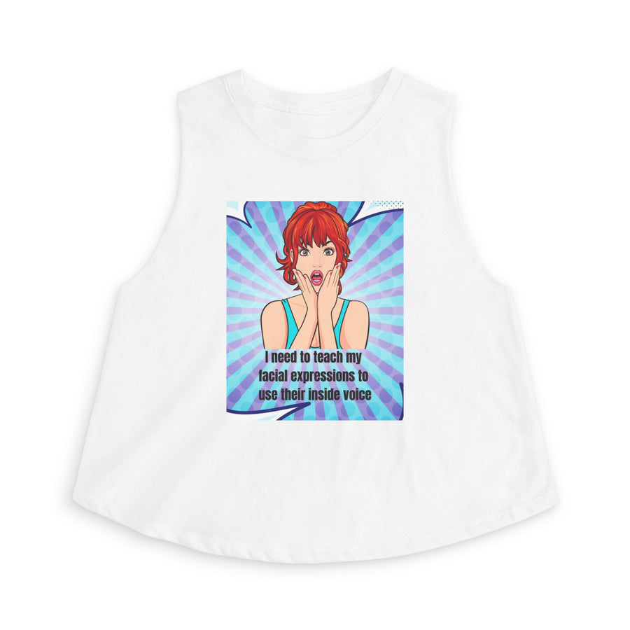 Pop Art Tee 'Teach My Facial Expressions' Women's Crop Top T-shirt