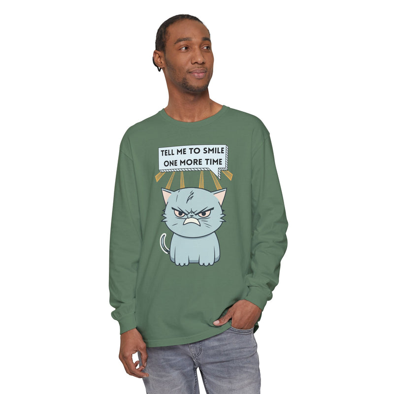 Grumpy Cat "Tell Me To Smile One More Time" Long Sleeve Tee