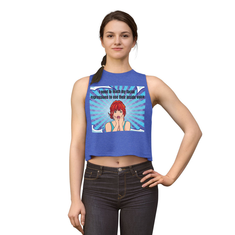 Pop Art Crop Top – "I Need to Teach My Facial Expressions to Use Their Inside Voice" Tank
